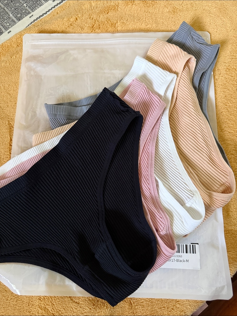 NWOT Smalls-Ribbed High-Cut Bikini Briefs - Black, White, Pink, Gray, Peach